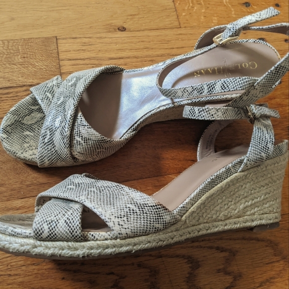 Cole Haan Snake Skin Espadrille Wedges - Picture 6 of 7